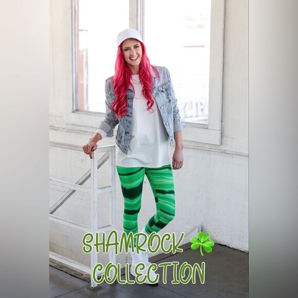 LuLaRoe Women’s TC Leggings Kelly Green Leprechauns Irish St. Patrick’s Day - Picture 12 of 12